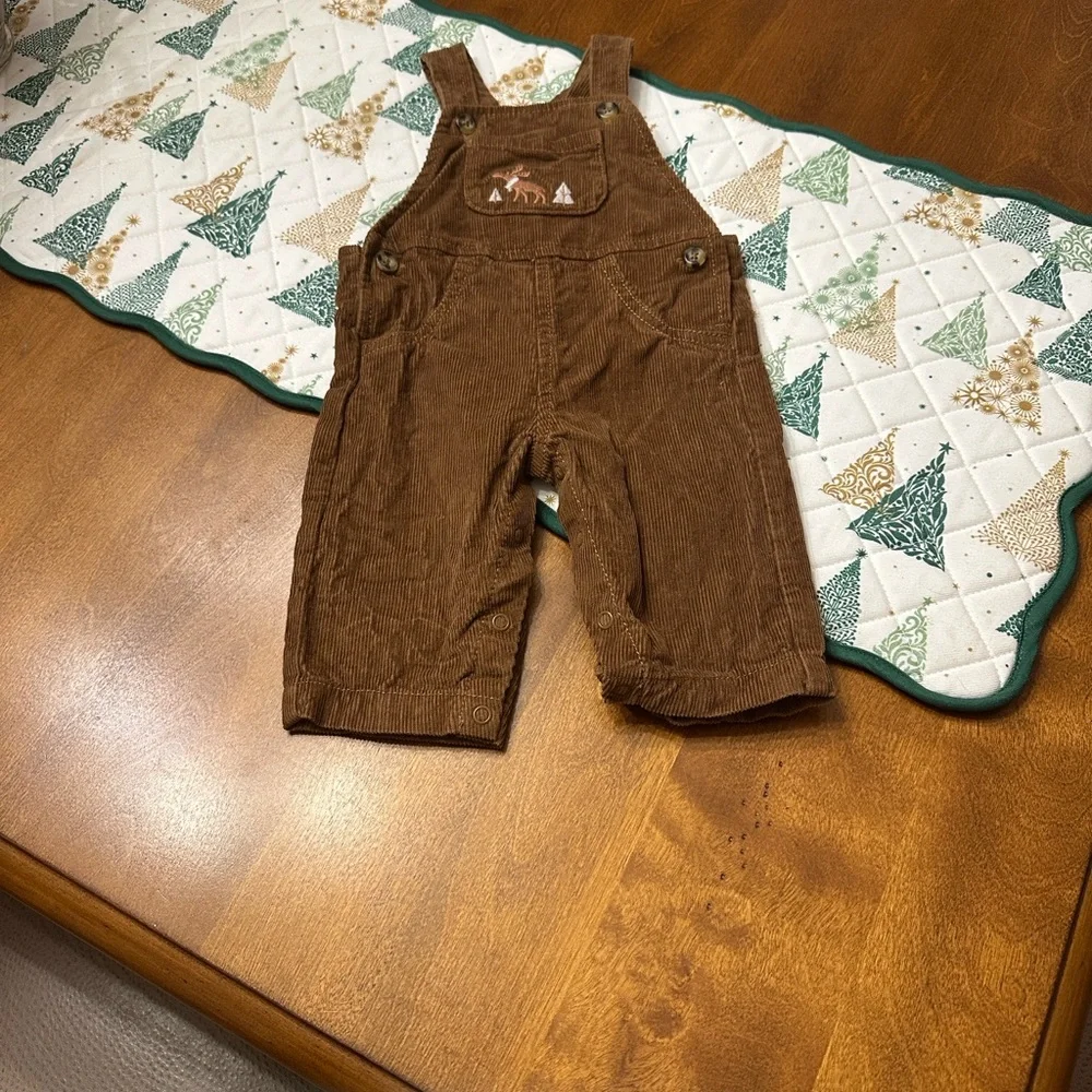 Carter's Overalls Corderoy Brown Embroidered Moose Baby 6 M - Picture 7 of 12